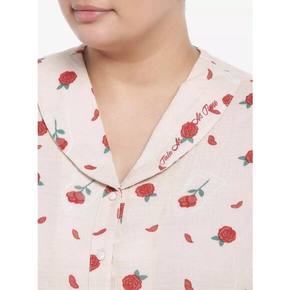 Her Universe Plus Size 4 Disney Beauty and the Beast Enchanted Rose Woven Blouse - Picture 4 of 4